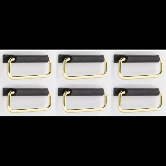 Threshold 6-Pack Pull Set, Soft Iron and Polished Brass Finish - Picture 1 of 4